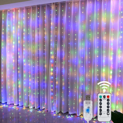 Fairy String Curtain LED Lights – 8 Modes, Remote & USB