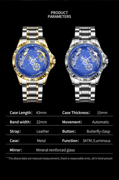 GLENAW Luxury Sport Watch - Stainless Steel Luminous Waterproof