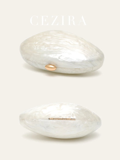 Fashion Women’s Glamorous Elegant Novelty Shell Shaped Clutch Solid Color Acrylic Long Chain Evening Bag Party Dinner Banquet