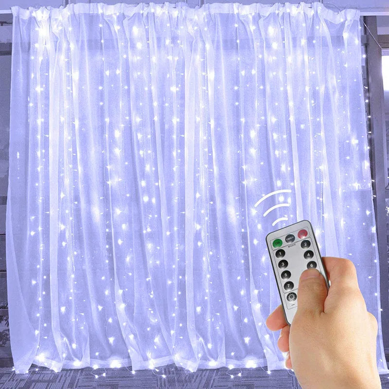 Fairy String Curtain LED Lights – 8 Modes, Remote & USB