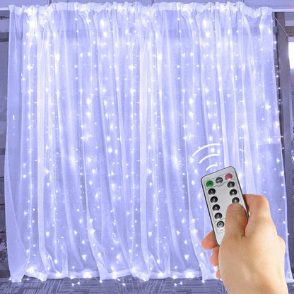 Fairy String Curtain LED Lights – 8 Modes, Remote & USB