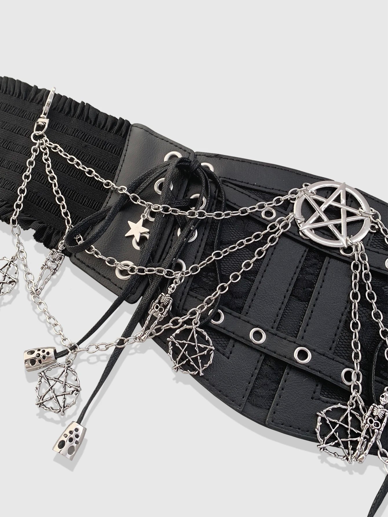 HERSHINE 1 piece women's Y2K black chain waist belt five-pointed star decoration Gothic style street style Halloween cosplay