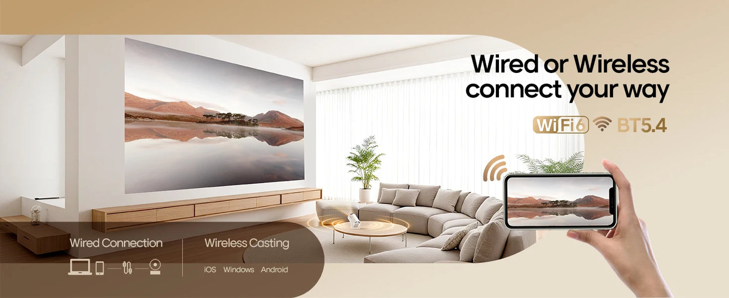 4K Portable Projector – Android 11, 8000 Lumens