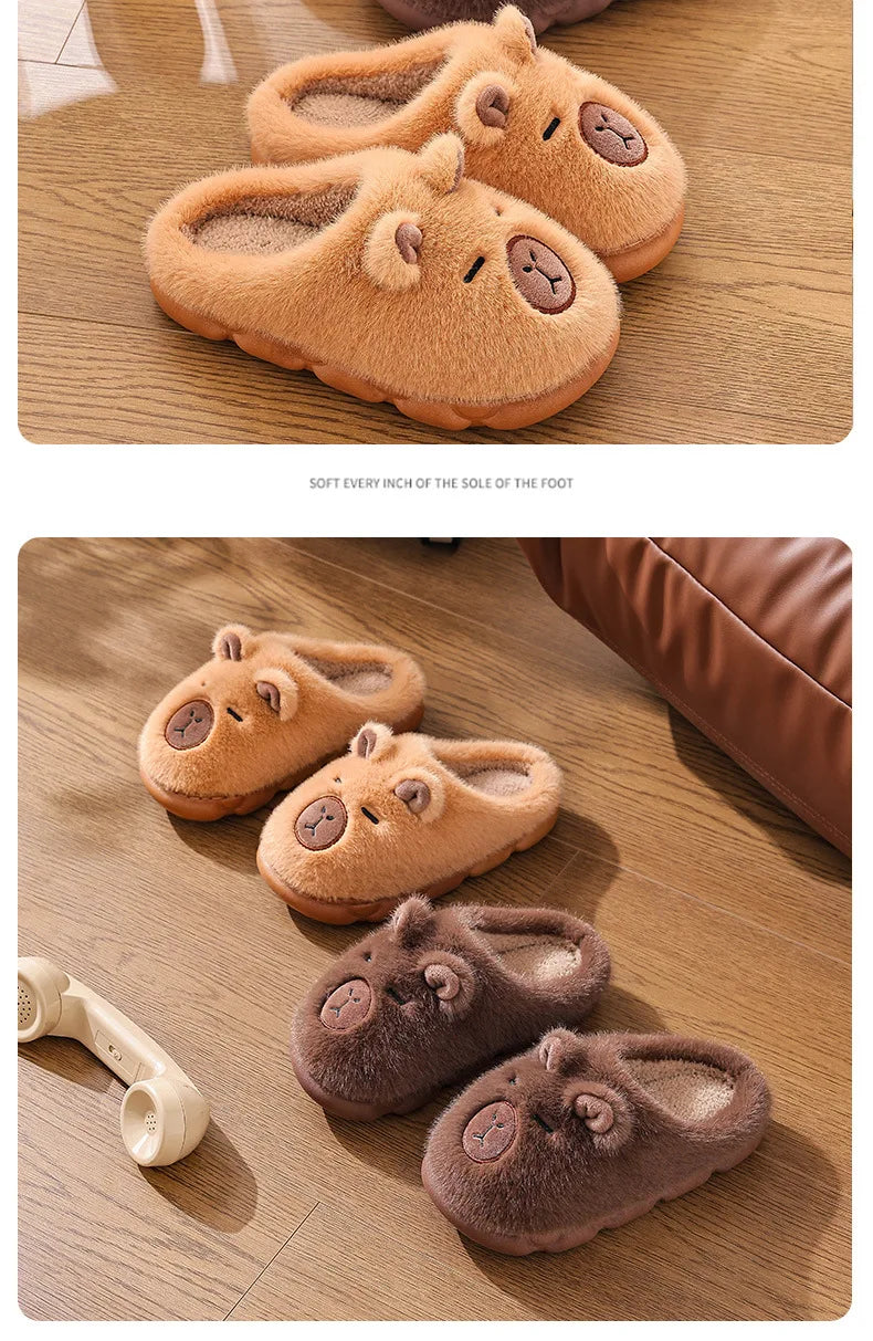 Pantoufles en peluche Capybara – Chaussures en coton confortables