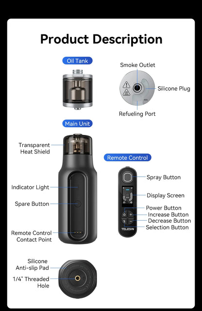 Machine à fumée portable TELESIN