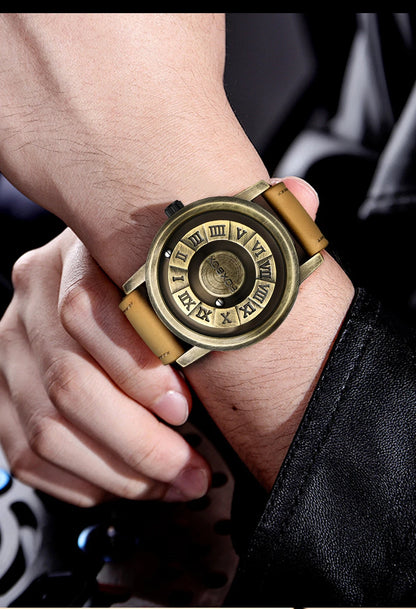 FOXBOX Magnetic Pointer Watch - Creative Scrolling Iron Ball Quartz