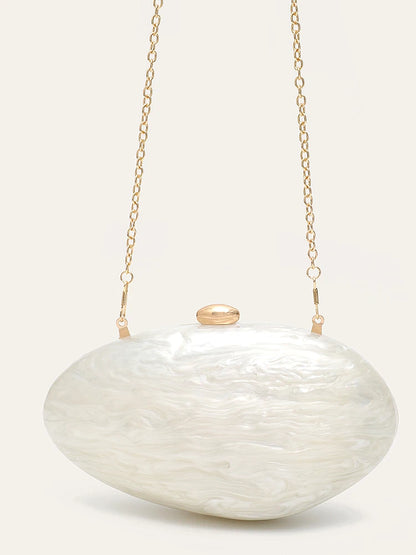 Fashion Women’s Glamorous Elegant Novelty Shell Shaped Clutch Solid Color Acrylic Long Chain Evening Bag Party Dinner Banquet