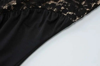 Mozision Schwarzes, schulterfreies, trägerloses, ärmelloses Maxikleid aus Spitze mit Neckholder für Damen – figurbetont, perfekt für Club und Partys