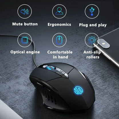 Gaming & Office Mouse – 3200 DPI Silent Click, Macro Programmable