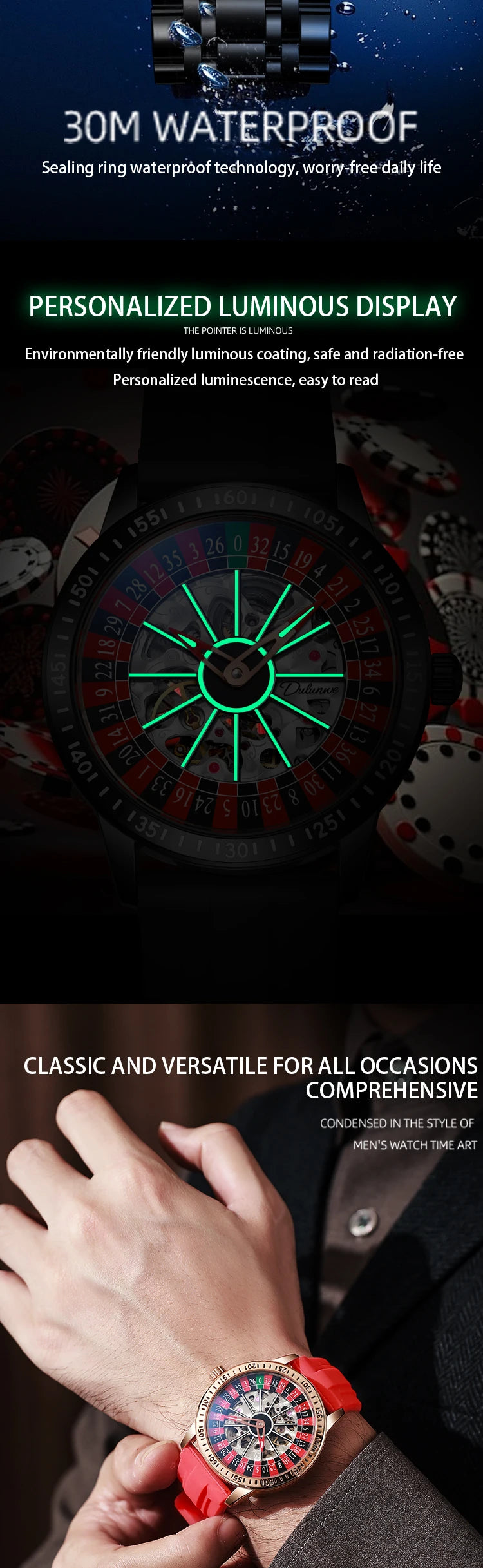 DULUNWE Spinning Roulette Automatic Watch