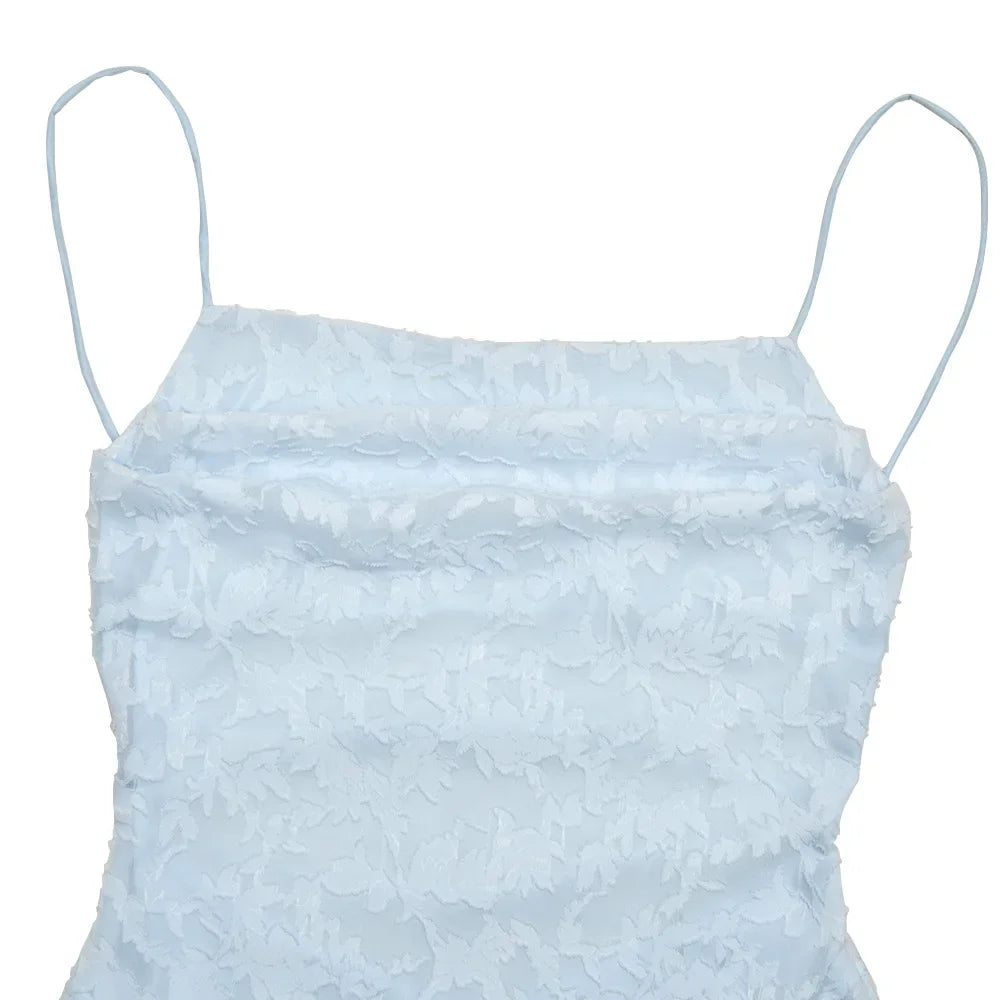 Chaxiaoa Spaghetti Strap Backless Sexy Maxi Dress Women Gown Fashion Off-shoulder Sleeveless Lace-up Evening Club Party Dress