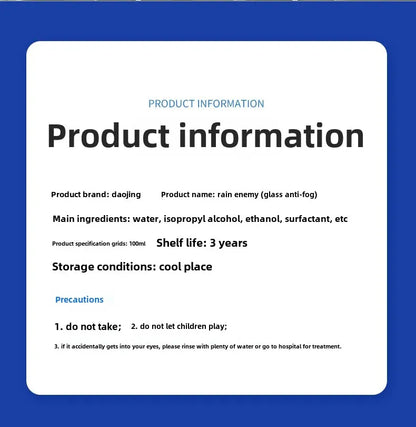 Car Fog & Rain Repellent Coating — Rearview Mirror & Windshield