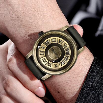 FOXBOX Magnetic Pointer Watch - Creative Scrolling Iron Ball Quartz