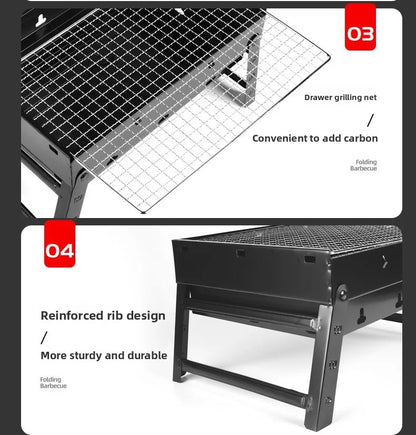 Portable Outdoor Grill – Wood & Charcoal Stainless Steel