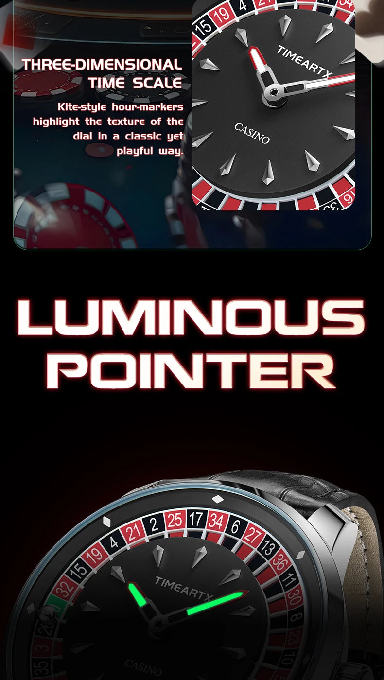 TIMEARTX Roulette Watch - waterproof