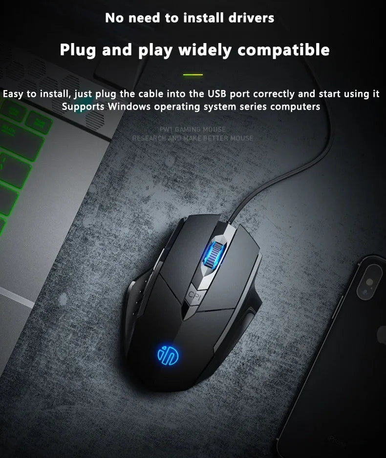 Gaming & Office Mouse – 3200 DPI Silent Click, Macro Programmable
