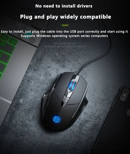 Gaming & Office Mouse – 3200 DPI Silent Click, Macro Programmable