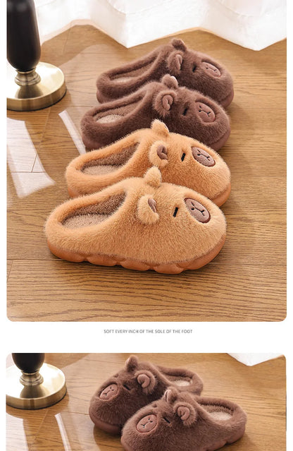 Pantoufles en peluche Capybara – Chaussures en coton confortables