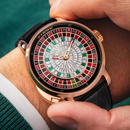 PINDU Luxury NH35A Spinning Roulette Watch - Sapphire Diamond Dial