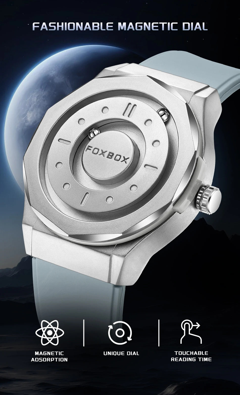 FOXBOX Watch - Magnetic Scrolling Pointer Waterproof Quartz