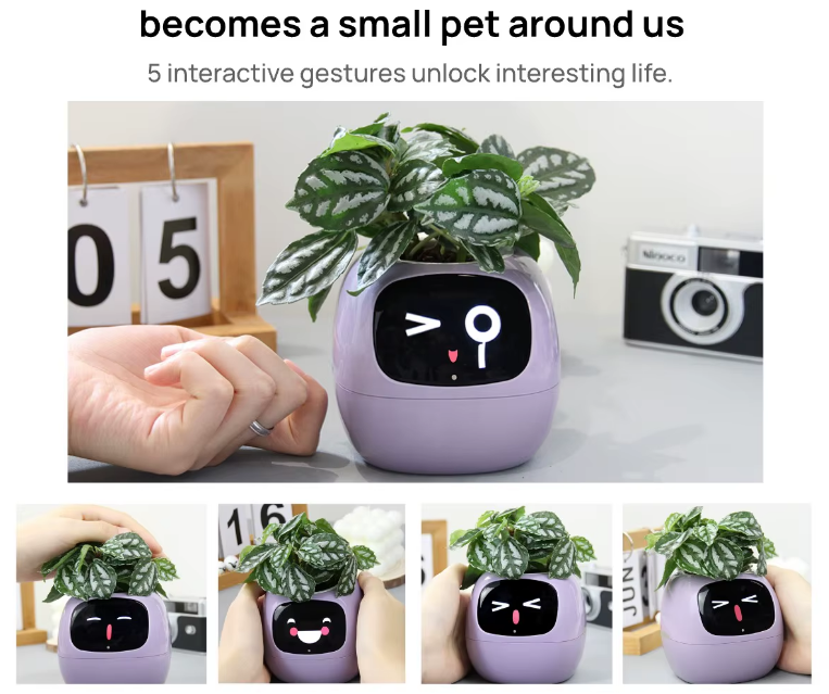 AI Pet LumiPot – Interactive Plant Pot, Smart Planter, Robot Flower with Feelings