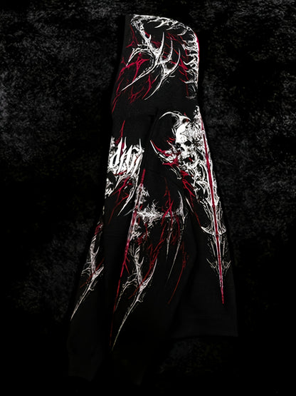 Men's Gothic Hoodie - Loose Fit Full-Zip with Pockets