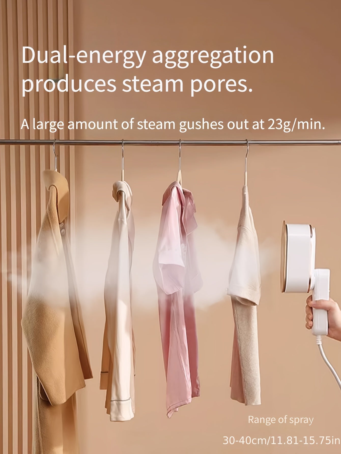 Handheld Steamer with Iron - 3-Speed 180° Rotatable 2-in-1