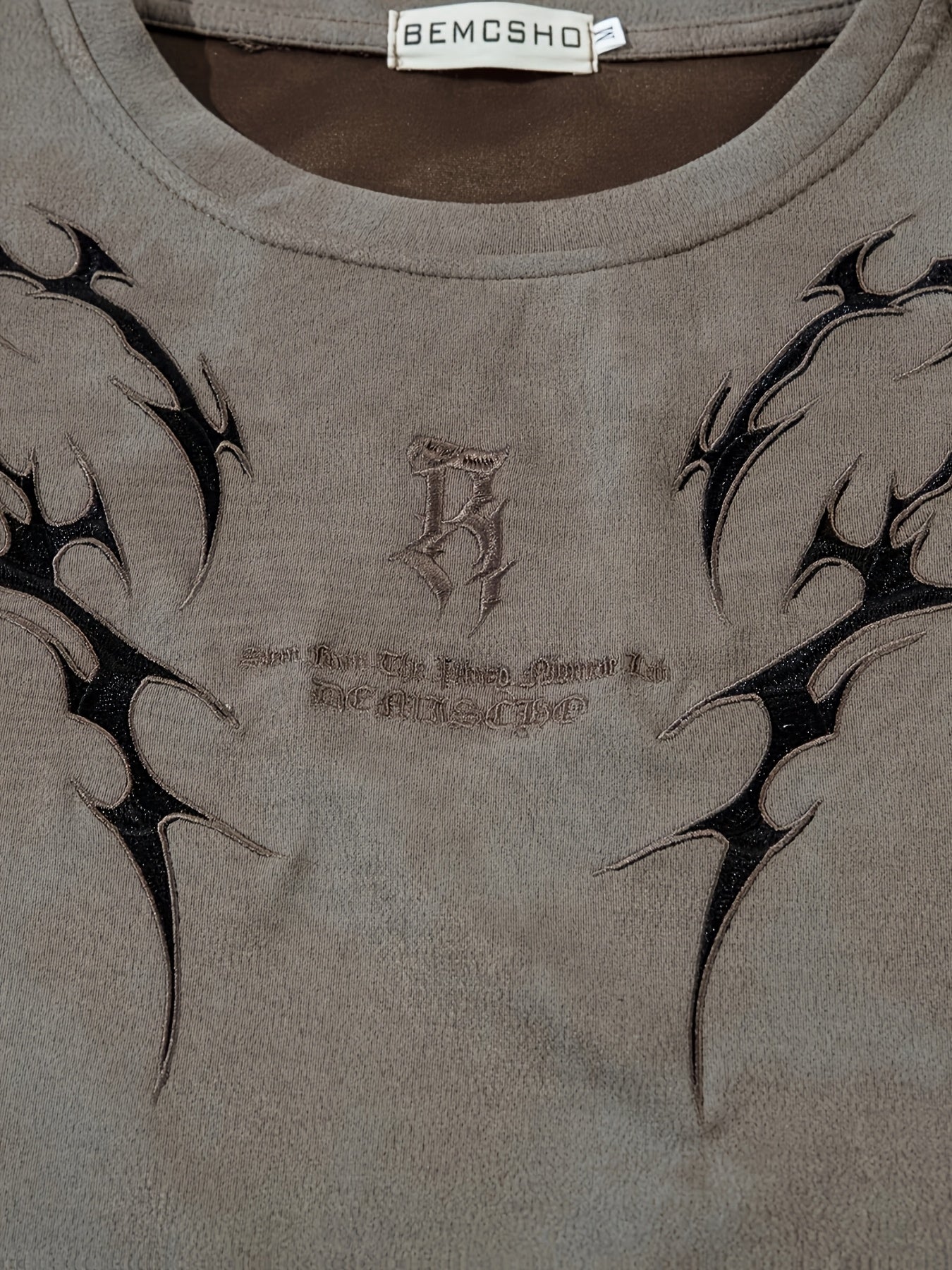 Men's Vintage Tie-Dye T-Shirt - Letter Embroidery Crew Neck