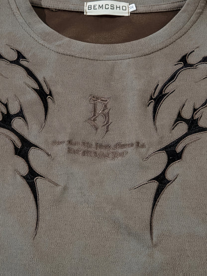 Men's Vintage Tie-Dye T-Shirt - Letter Embroidery Crew Neck