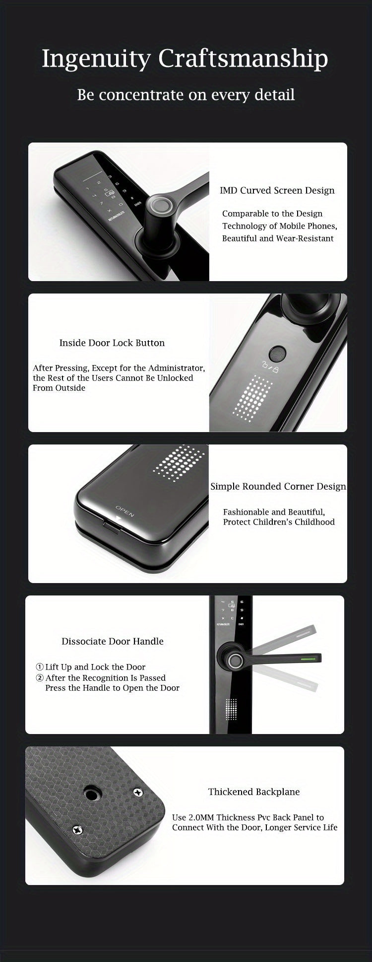 SUMUS Smart Door Lock - Keyless Entry WiFi App Aluminum Alloy