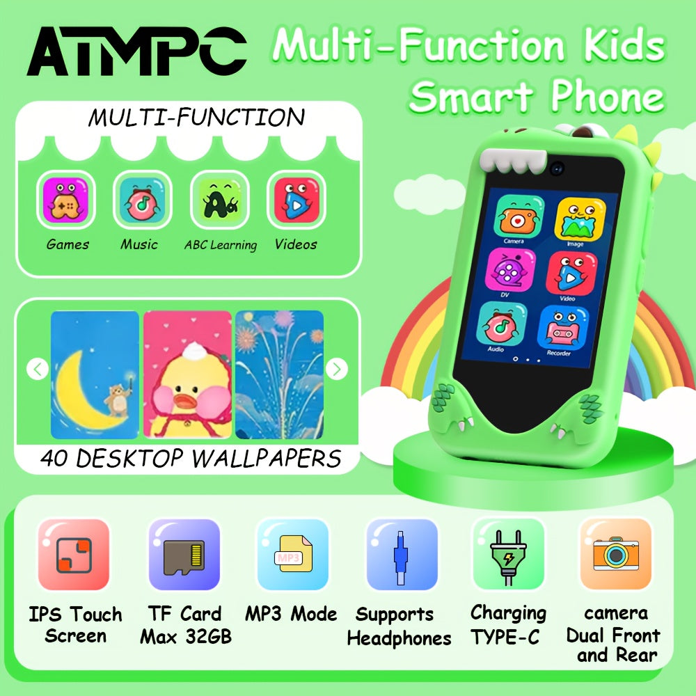 Educational Kids Smartphone 2.8" Touchscreen - Dual Camera, Games & E-Book