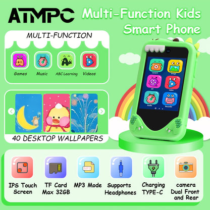 Educational Kids Smartphone 2.8" Touchscreen - Dual Camera, Games & E-Book
