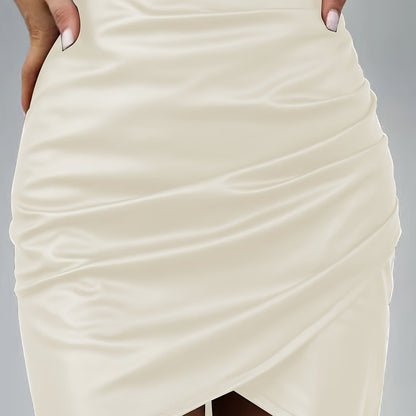 Women's Elegant PU Leather Skirt - Solid Color Half Skirt