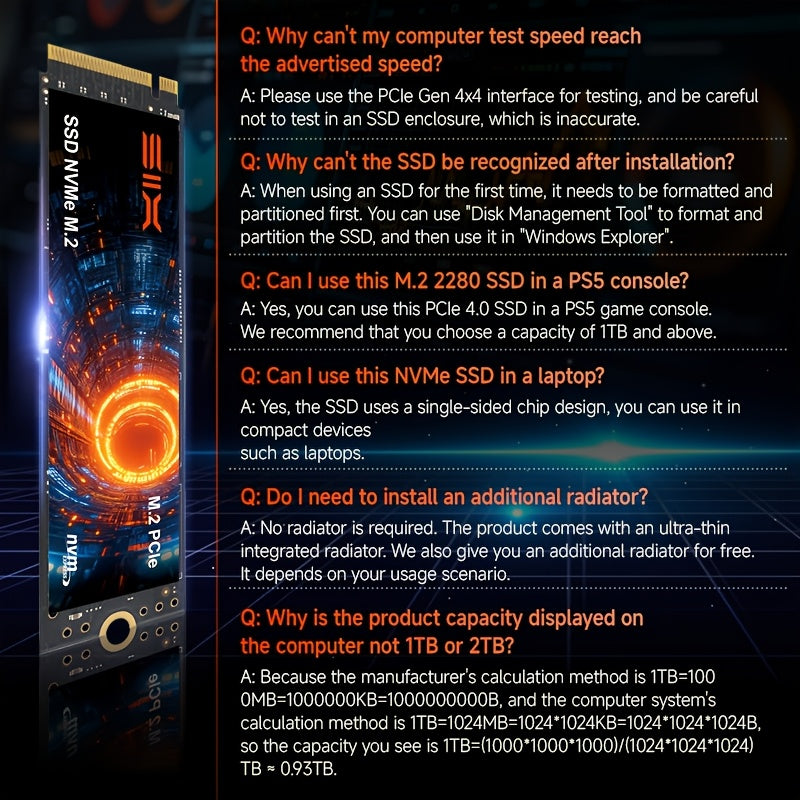 SIX X7400-Pro 1 TB/2 TB 7350 MB/s Lesegeschwindigkeit | PCIe 4.0 NVMe, robust und zuverlässig für Gaming, Büro und Content-Erstellung, mit elegantem Metalldesign und leistungsstarkem Kühlsystem, Gaming-Zubehör, professionelles Erscheinungsbild, H