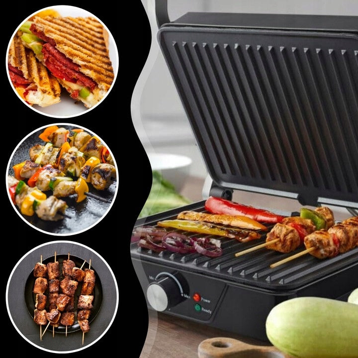 MEMFLOW Electric Panini Grill Toaster 1000W - Foldable Non-Stick