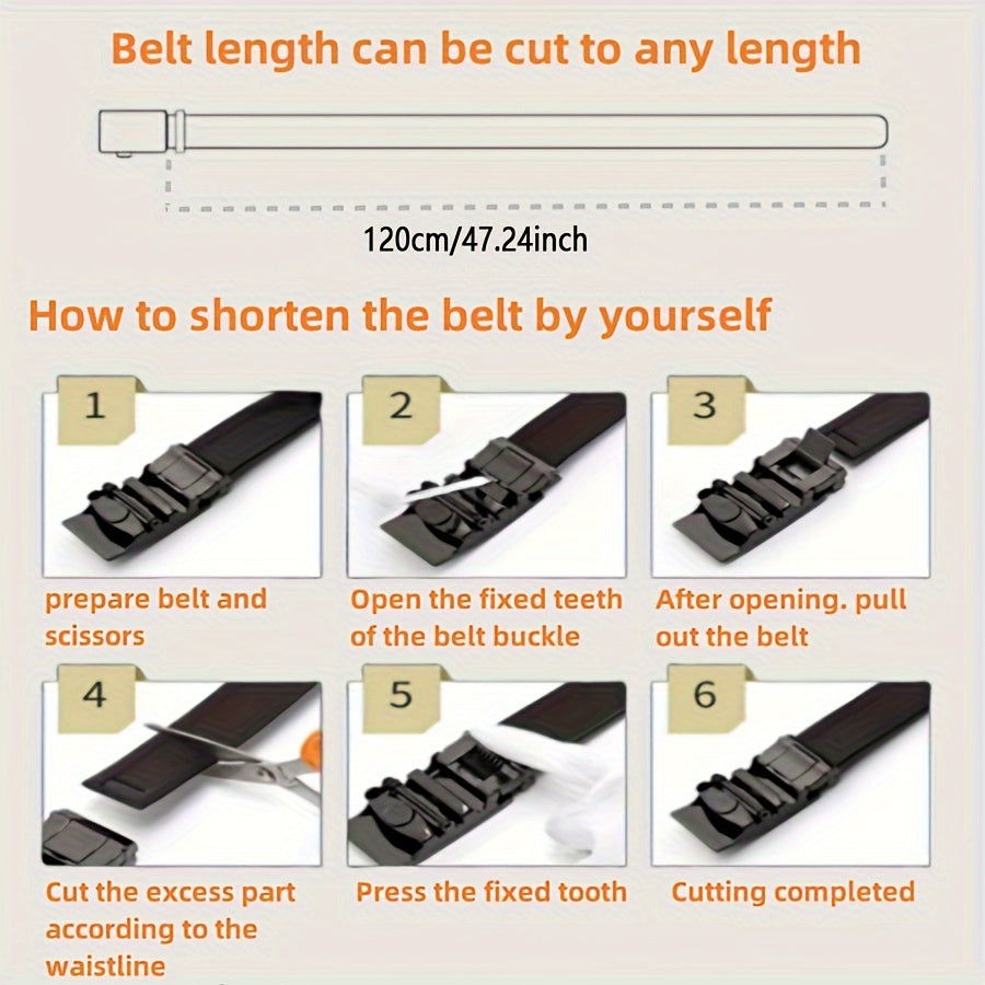 Vintage Genuine Leather Belt - Tiger Head Automatic Buckle