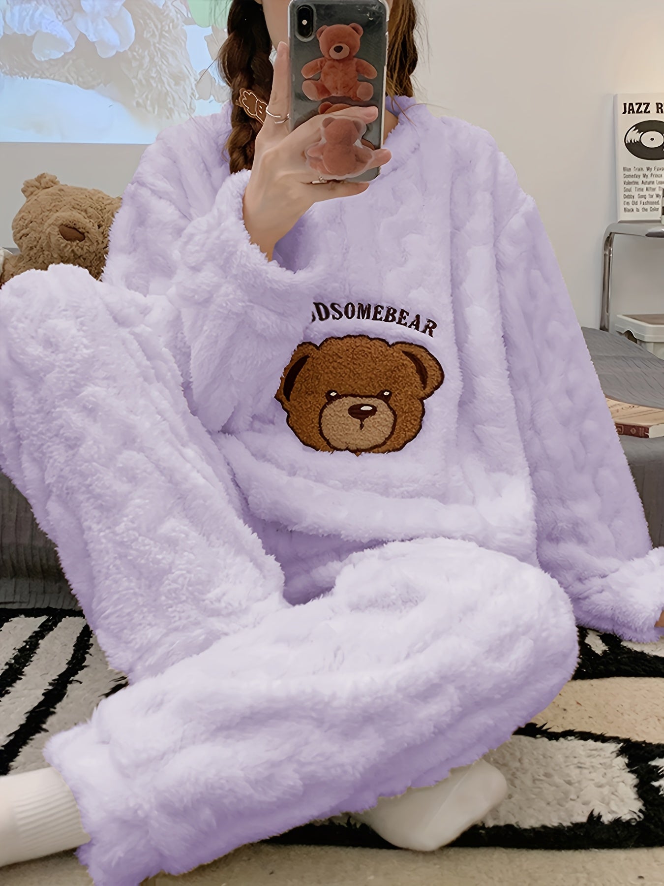 Thick Warm Pajama Set - Jacquard Bear Flannel