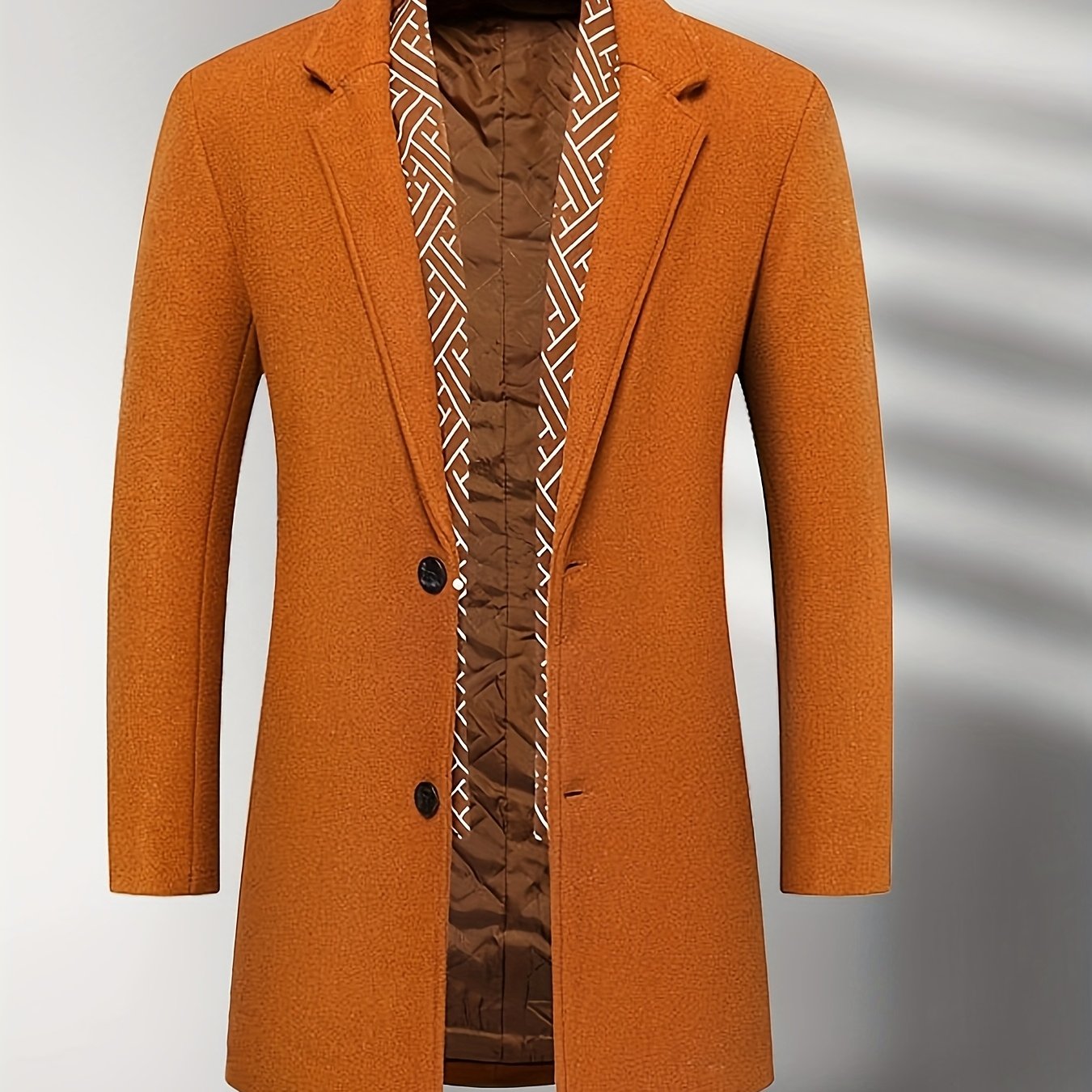 Men's Autumn Winter Thickened Tweed Jacket - Detachable Scarf