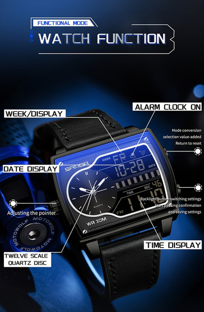 OFNS Men's Digital Watch - Multifunctional Electronic Timing Square