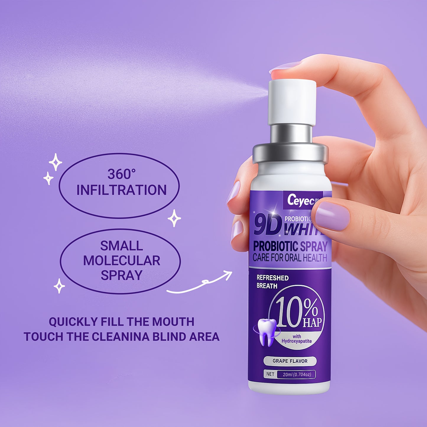 Oral Spray 3pcs 20ML - Breath Freshener Peach Mint Grape