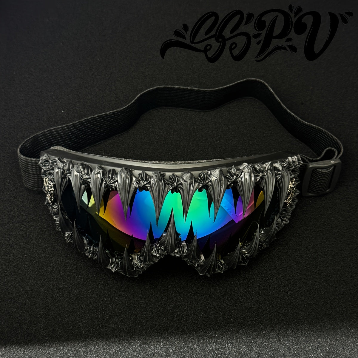 1pc SSPV Gothic Spiked Cosplay Glasses - Streetwear Novelty Eyewear with Spike Frame, Handmade Unique for halloween, Carnival, Costume Parties (Non-Prescription Glasses)