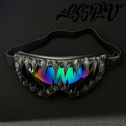 1pc SSPV Gothic Spiked Cosplay Glasses - Streetwear Novelty Eyewear with Spike Frame, Handmade Unique for halloween, Carnival, Costume Parties (Non-Prescription Glasses)