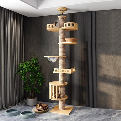 Cat Tree Tower - Multiple Platforms Scratching Posts Wooden