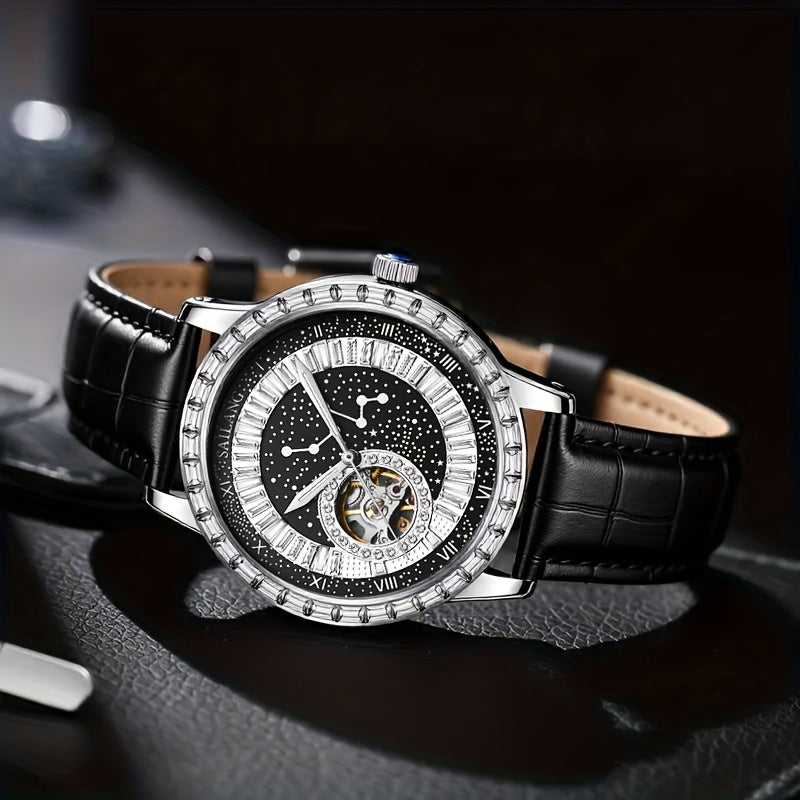 VerdeMontre Black Swan Watch - Rhinestone Luminous Unisex