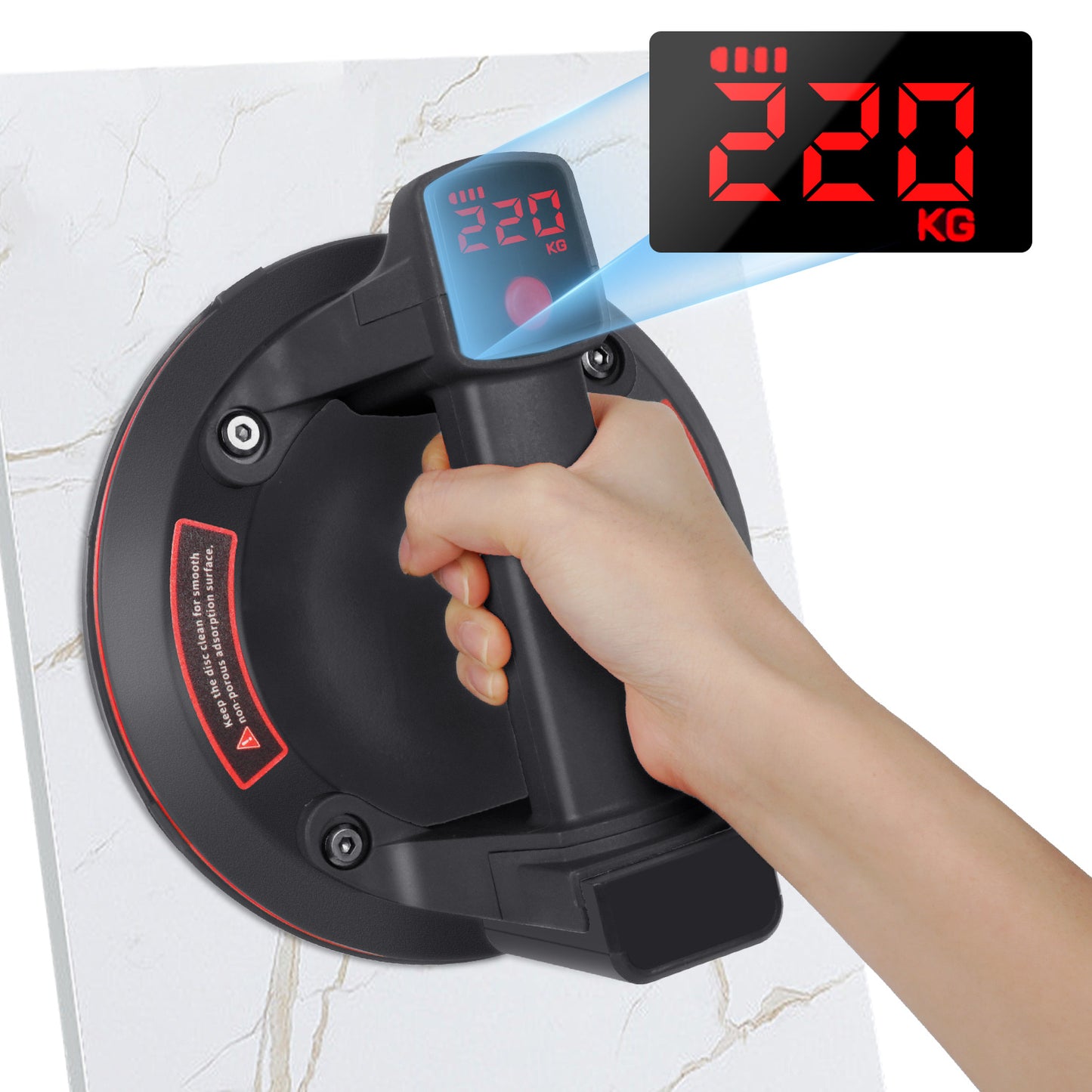 220KG Electric Vacuum Suction Cup - Heavy-Duty Glass Tile Lifter