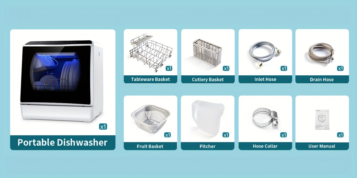 Airmsen Independent Countertop Dishwasher - 5+1 Programs 5L Tank