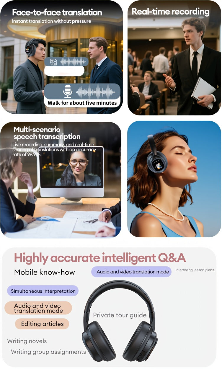 HYUNDAI HY-X1 PRO Multilingual Translator Headset - Smart AI Chat Assistant