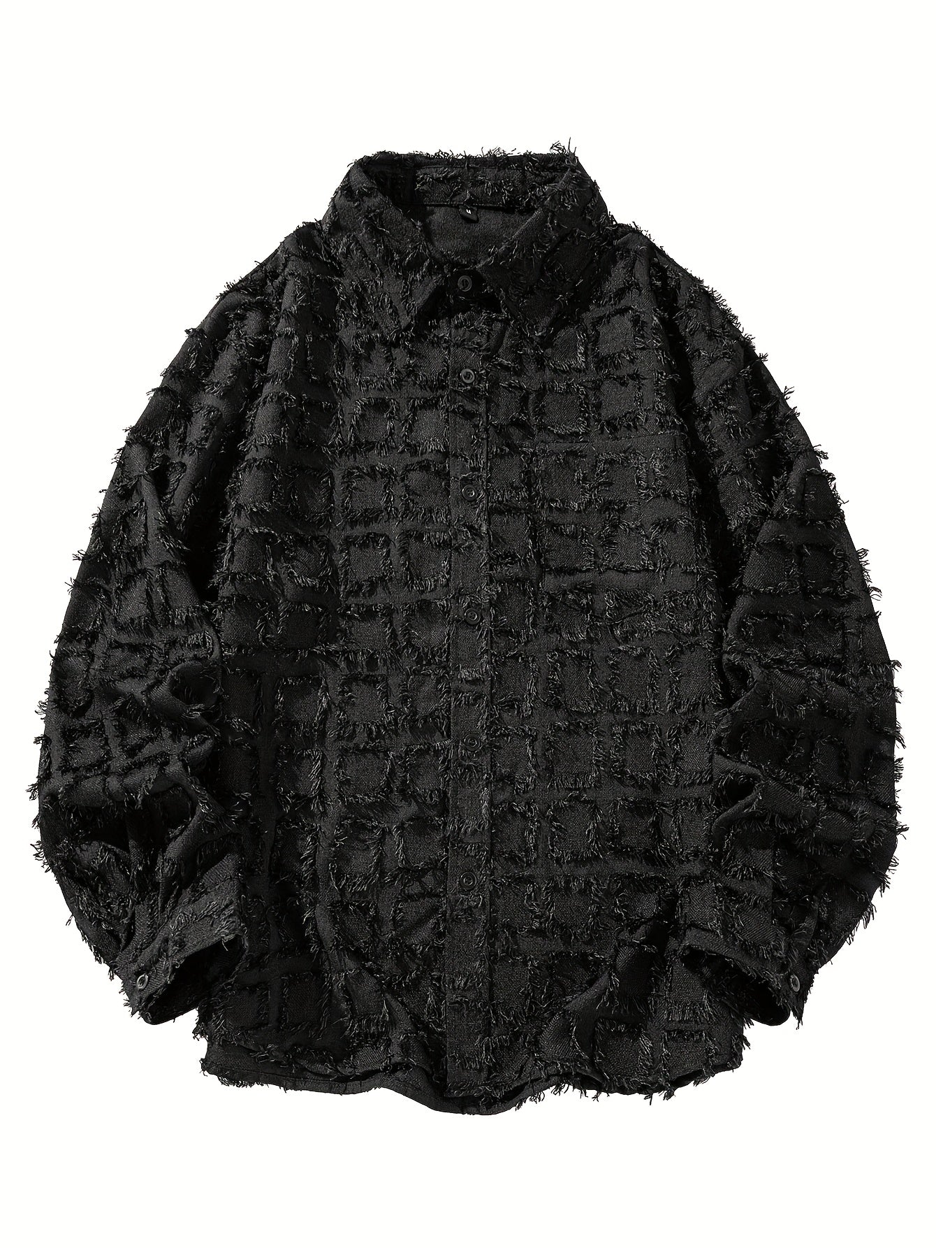 Men's Plaid Shirt Jacket - Furry Loose Fit