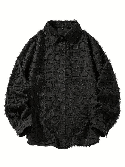 Men's Plaid Shirt Jacket - Furry Loose Fit