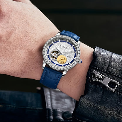 VerdeMontre Men's Luxury Automatic Mechanical Watch - Skeleton Dial World Time